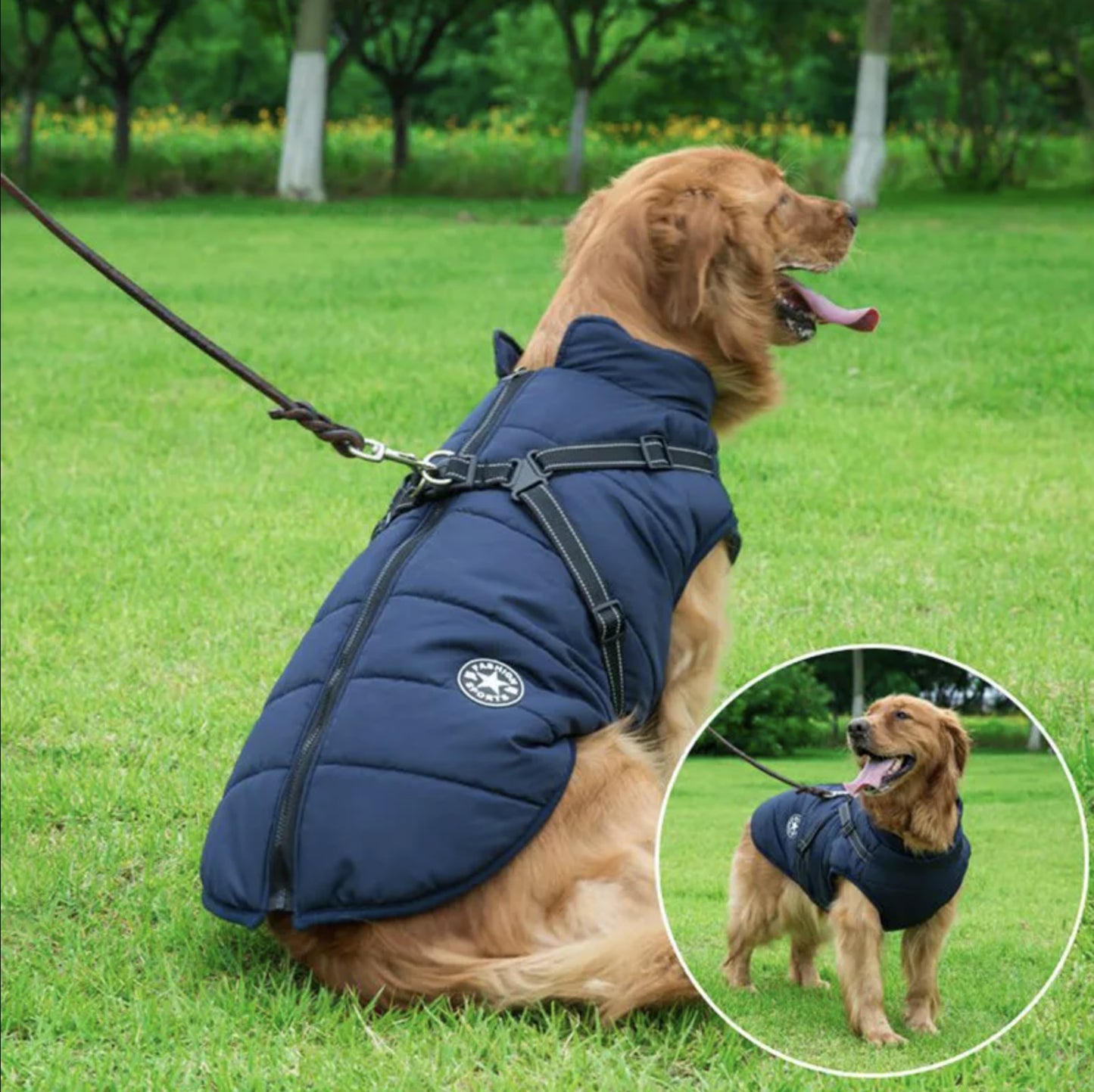Dog Coat Waterproof with Harness Jacket Raincoat Winter Image 7