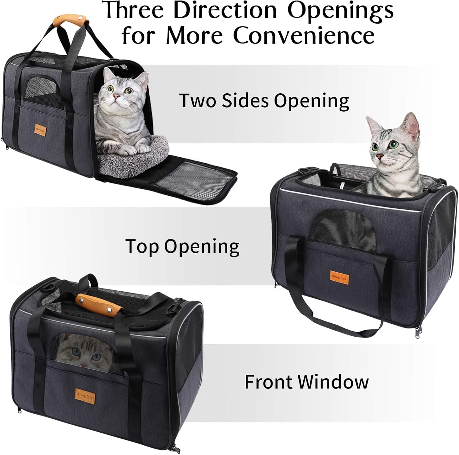 Portable Pet Carrier Bag for Cats and Small Dogs, Foldable Soft Sided, Airline Approved with Shoulder Strap, Removable Mat and Pet Bowl Image 3