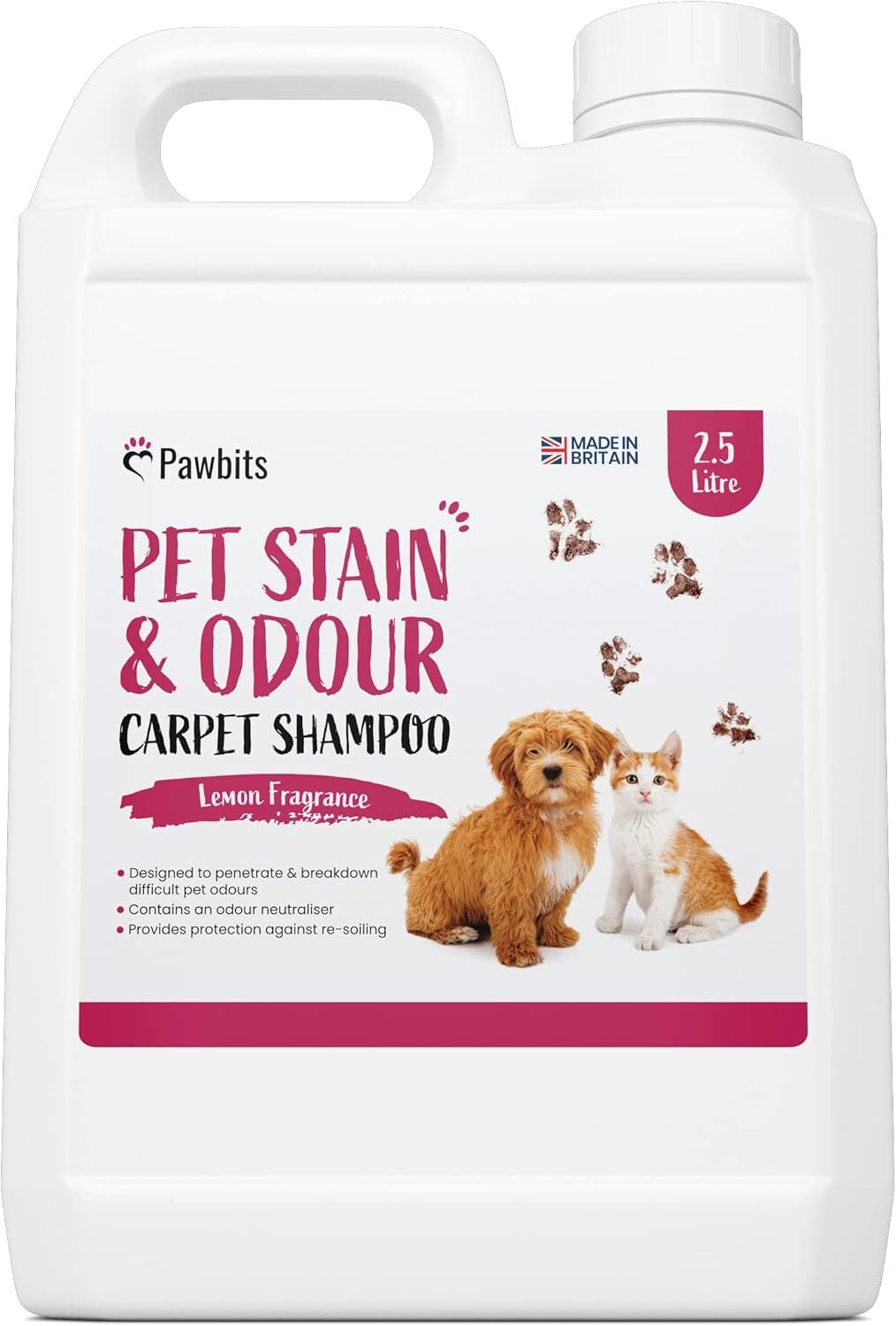 Pawbits Pet Stain & Odour Carpet Shampoo Lemon Scented Image 1