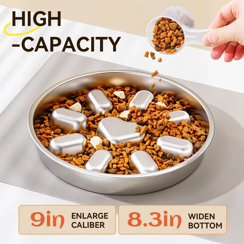 Stainless Steel Slow Feeder Dog Bowls Non-Slip Large Capacity Image 3