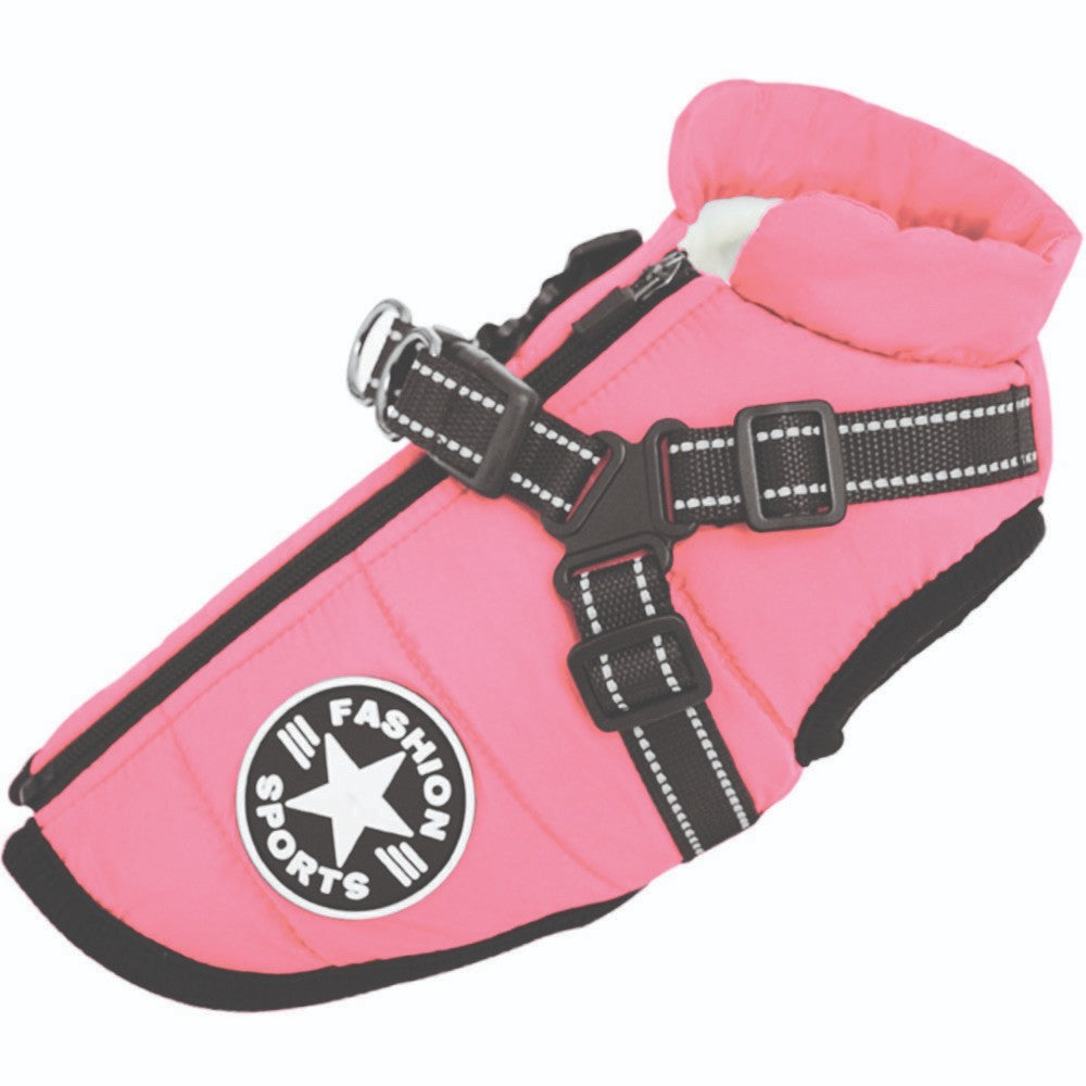 Dog Coat Waterproof with Harness Jacket Raincoat Winter Image 21