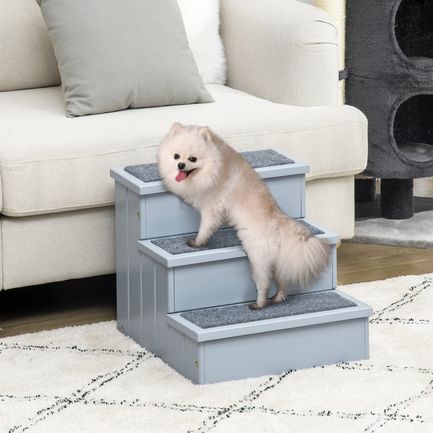 Pawhut 3 Step Wooden Pet Steps Stairs or Cat Ladder also for Dogs Image 2