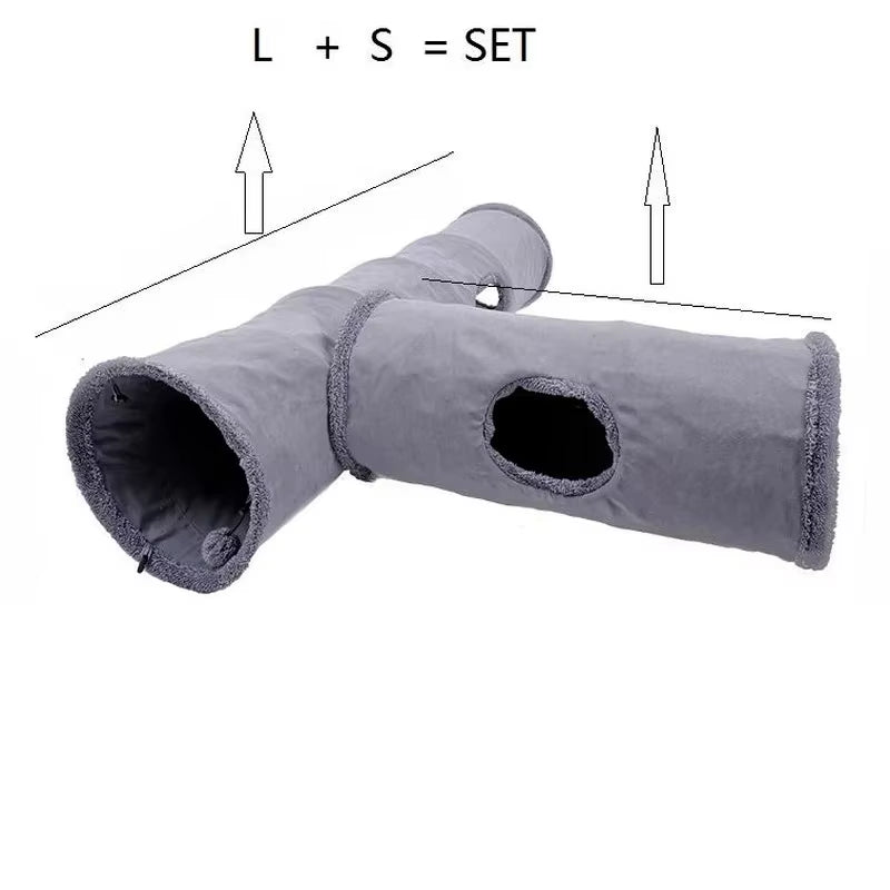 Collapsible Cat Tunnel Kitten Play Tube for Large Cats Dogs Bunnies with Ball Fun Cat Toys 2 Suede Peep Hole Pet Toys WF