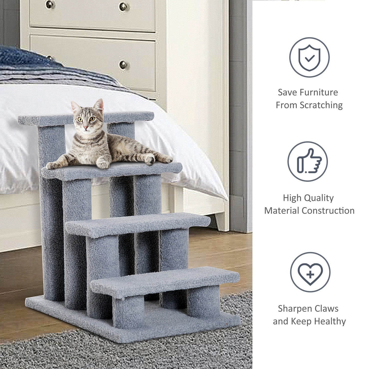 Pawhut 4 Step Pet Stairs for Dog and Cat Image 8