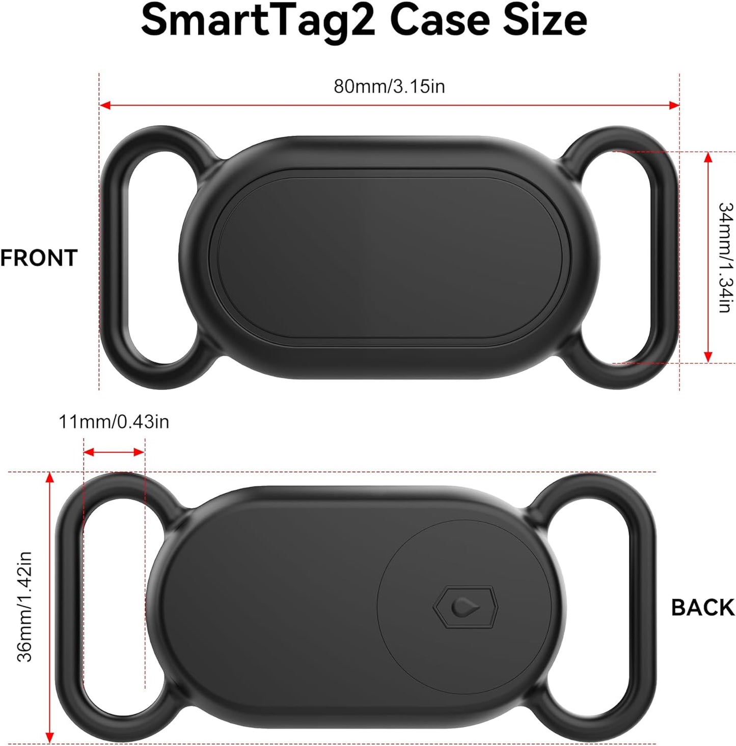 Dog Collar Holder 2 Pack for Samsung Galaxy Smarttag2 with Waterproof Silicone Case for Pet Dog or Cat Image 2
