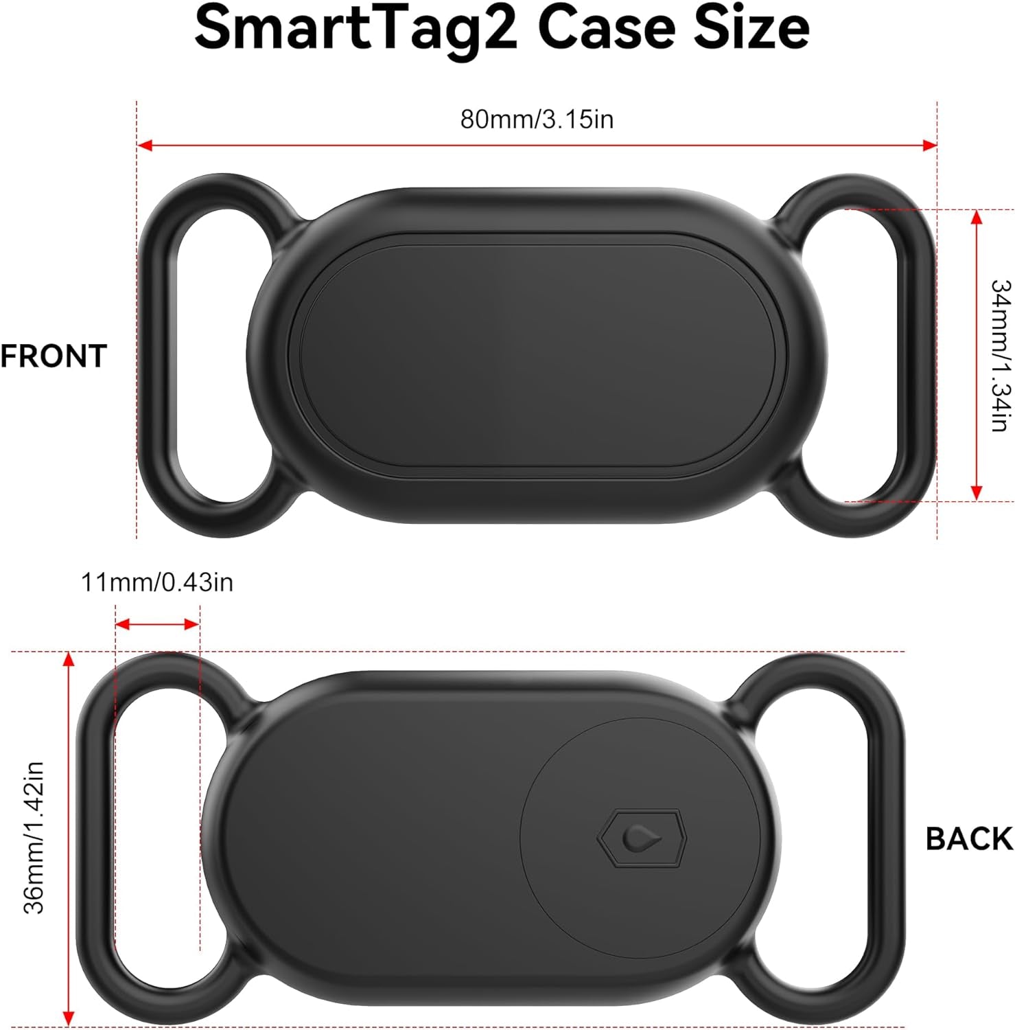 Dog Collar Holder 2 Pack for Samsung Galaxy Smarttag2 with Waterproof Silicone Case for Pet Dog or Cat Image 2