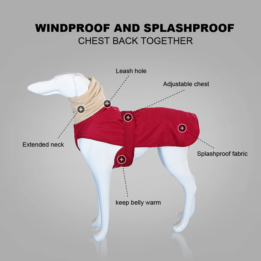 Winter Warm Waterproof Dog Jacket Coat with Leash Hole for Medium Large Dogs Image 4