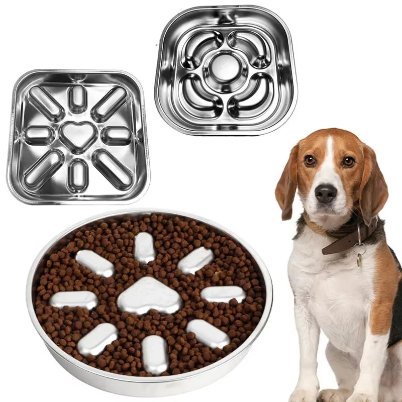 Stainless Steel Slow Feeder Dog Bowls Non-Slip Large Capacity Image 12