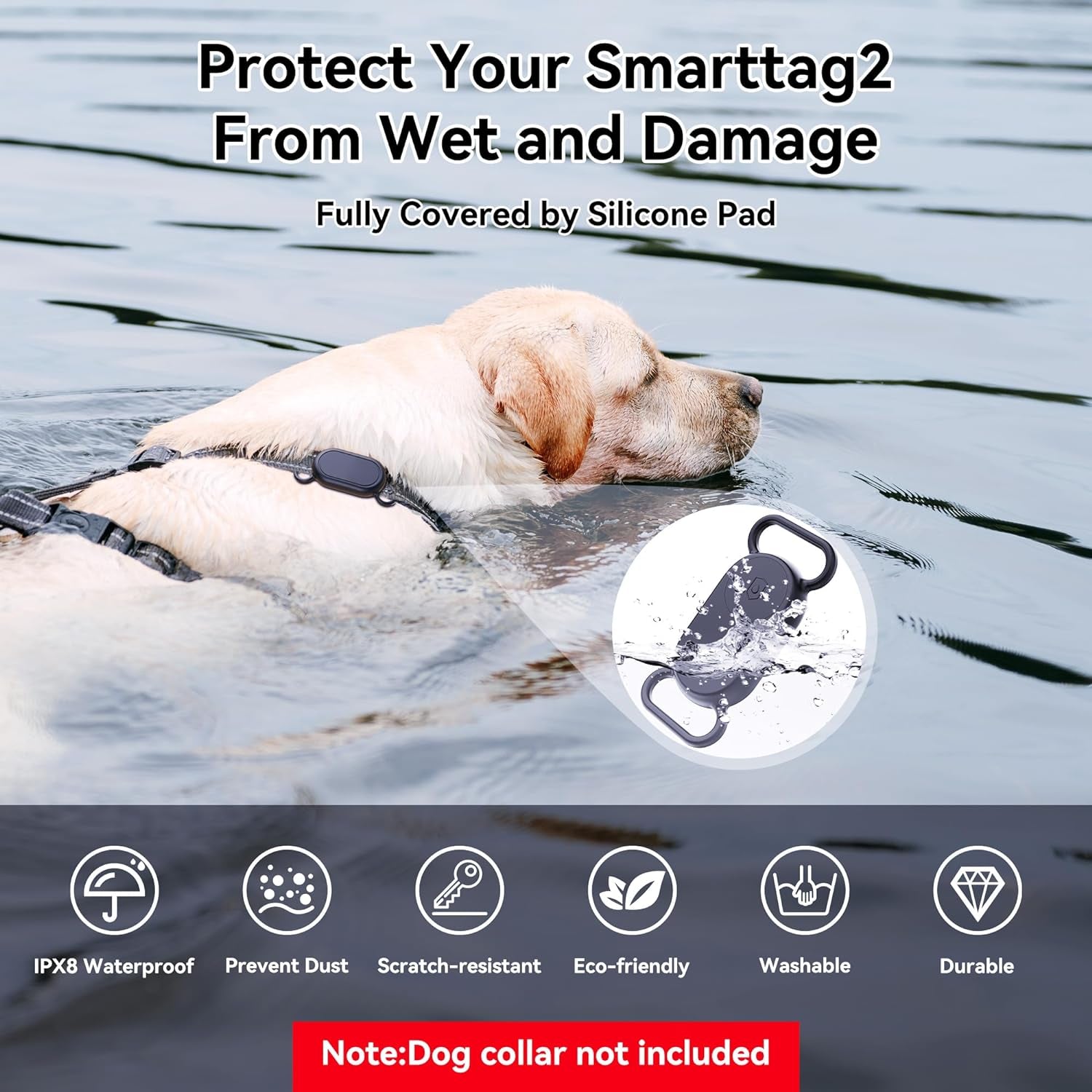 Dog Collar Holder 2 Pack for Samsung Galaxy Smarttag2 with Waterproof Silicone Case for Pet Dog or Cat Image 7