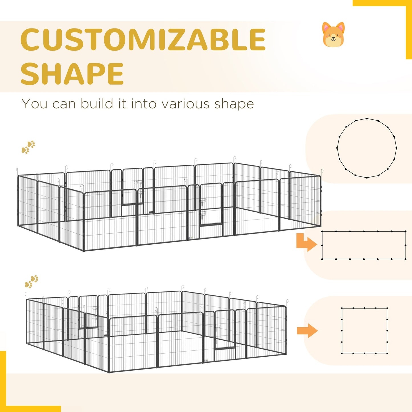 Pet play pen shape configurations