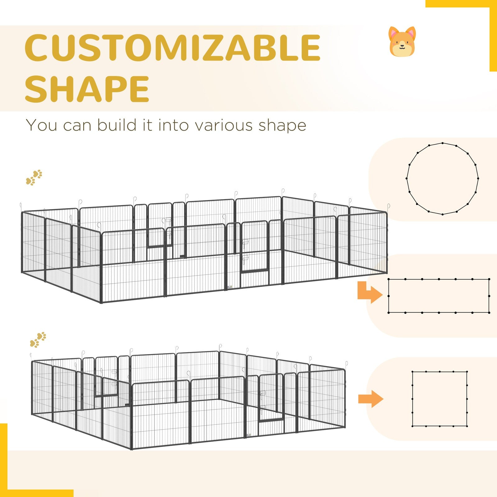 Pet play pen shape configurations