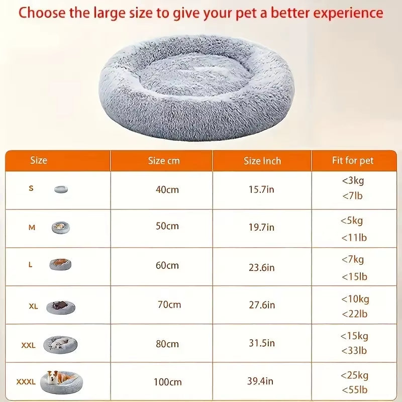 Round Dog Bed for Large Dog Bed Super Soft Cat Bed Long Plush Pet Dog House for Medium Dog House Winter Warm Sleeping