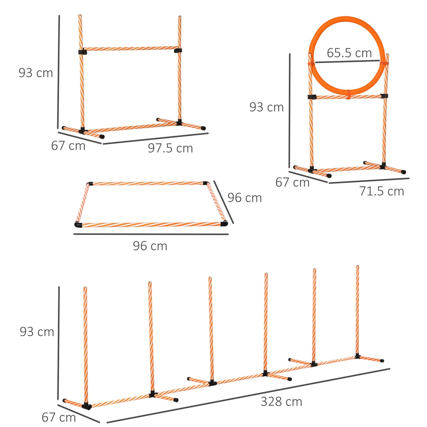 Pet agility hurdle and jumping ring - adjustable heights