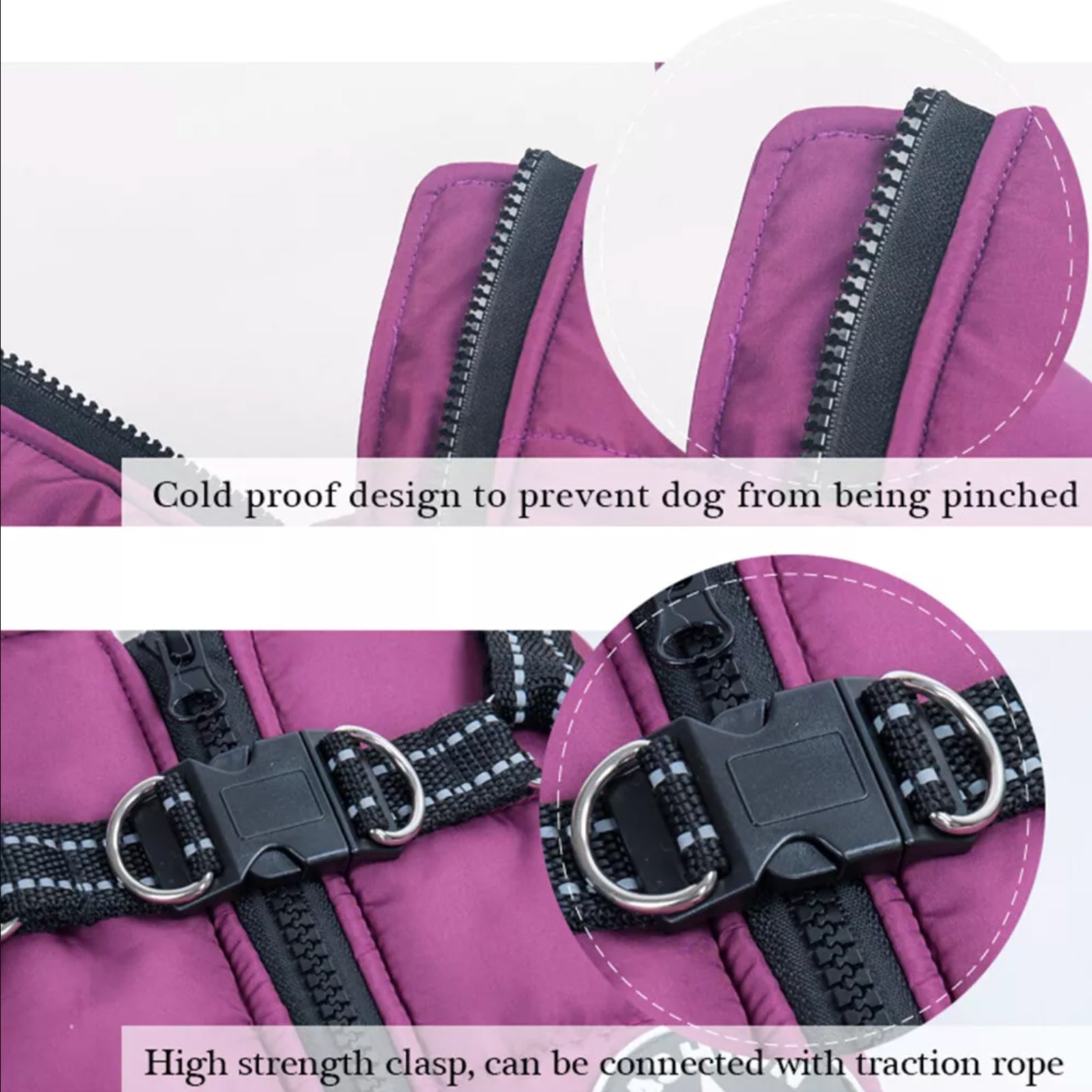 Dog Coat Waterproof with Harness Jacket Raincoat Winter Image 5