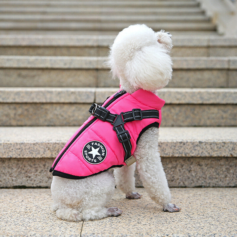 Dog Coat Waterproof with Harness Jacket Raincoat Winter Image 8