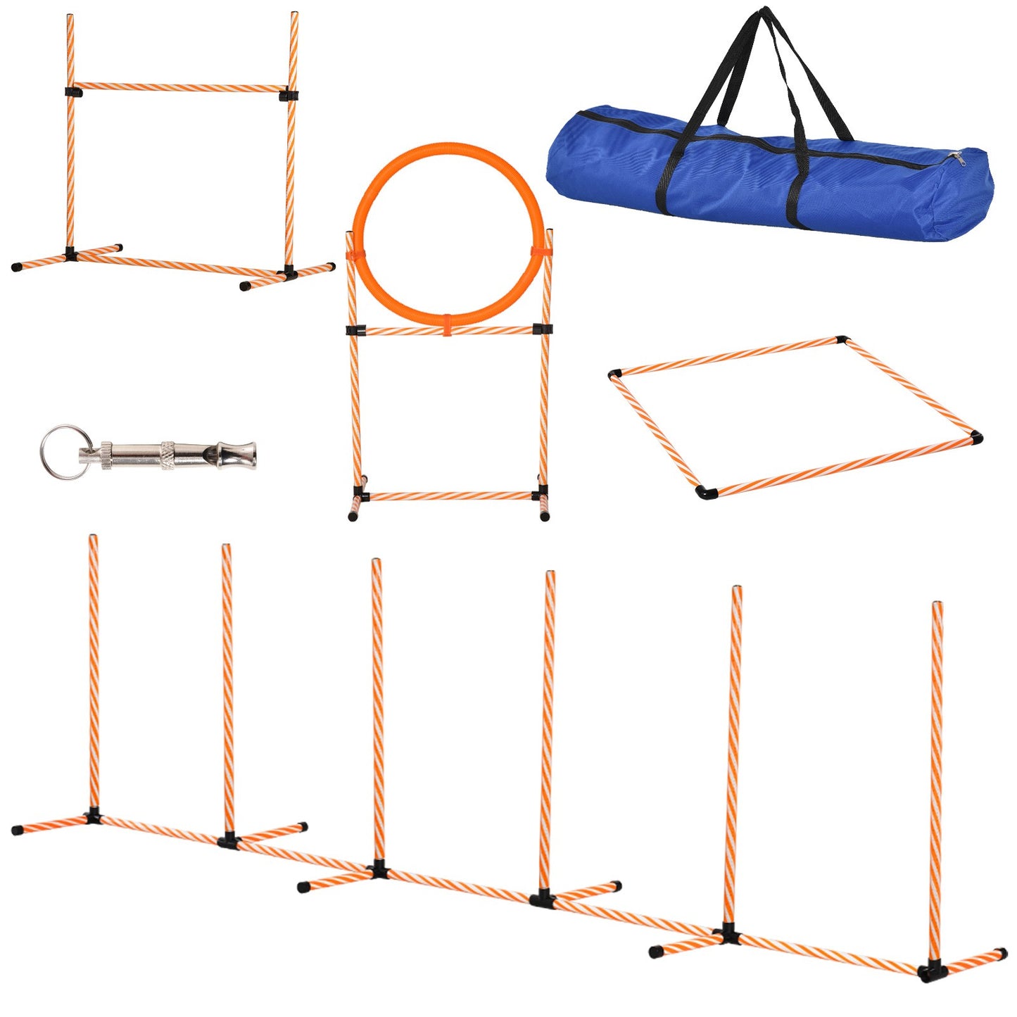 Dog agility weave poles and square pause box