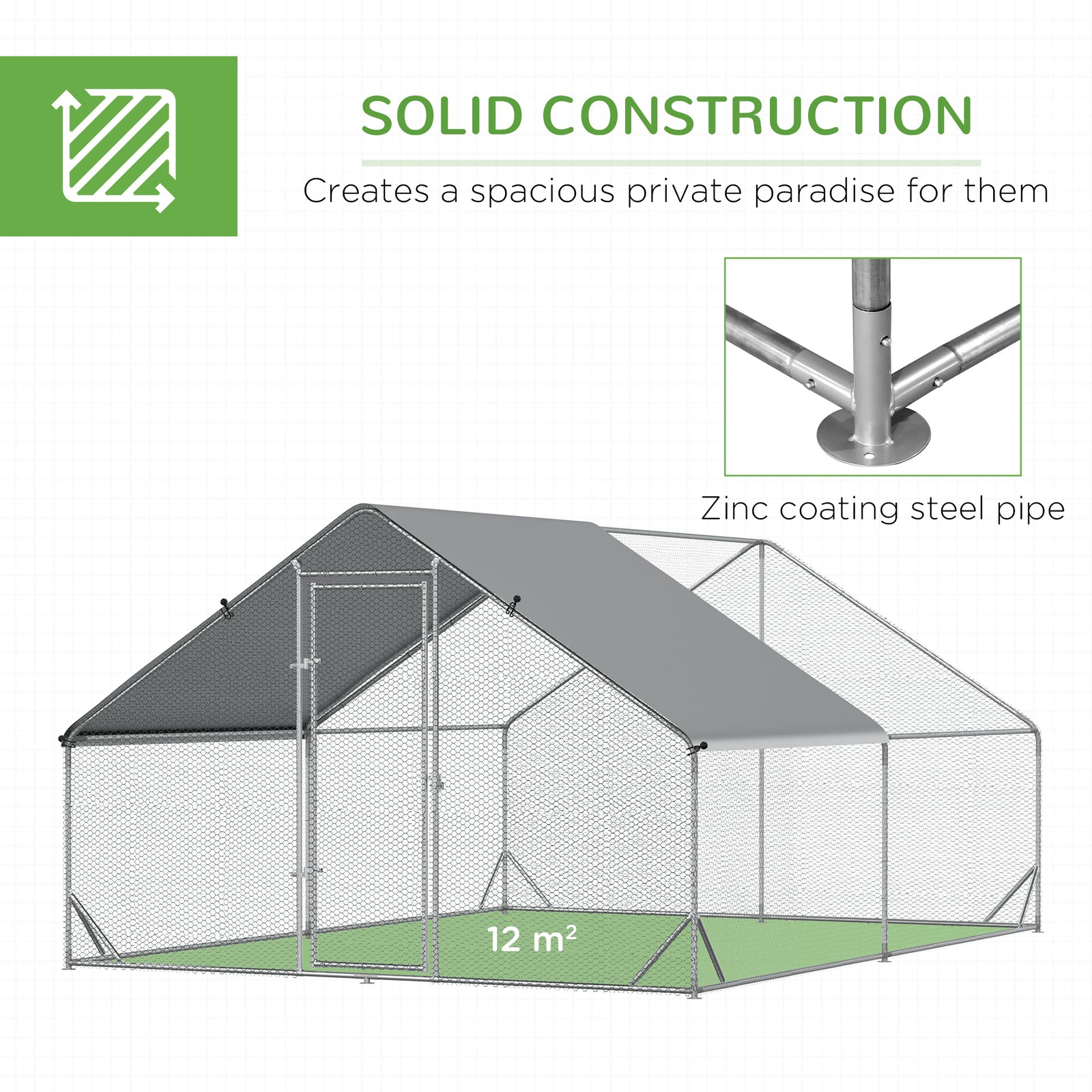 Predator-resistant mesh chicken run - galvanised steel