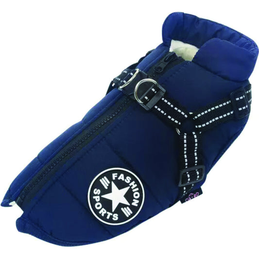 Dog Coat Waterproof with Harness Jacket Raincoat Winter Image 1