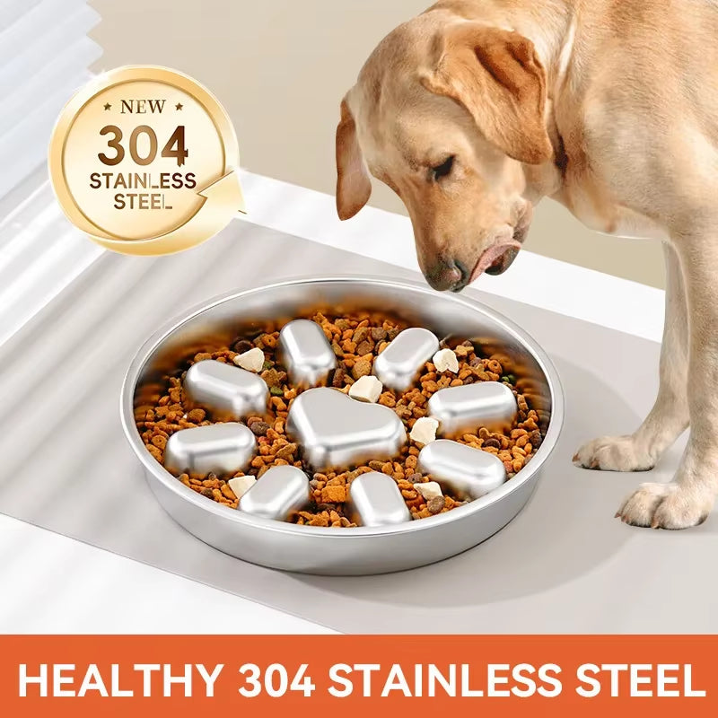 Stainless Steel Slow Feeder Dog Bowls Non-Slip Large Capacity Image 5