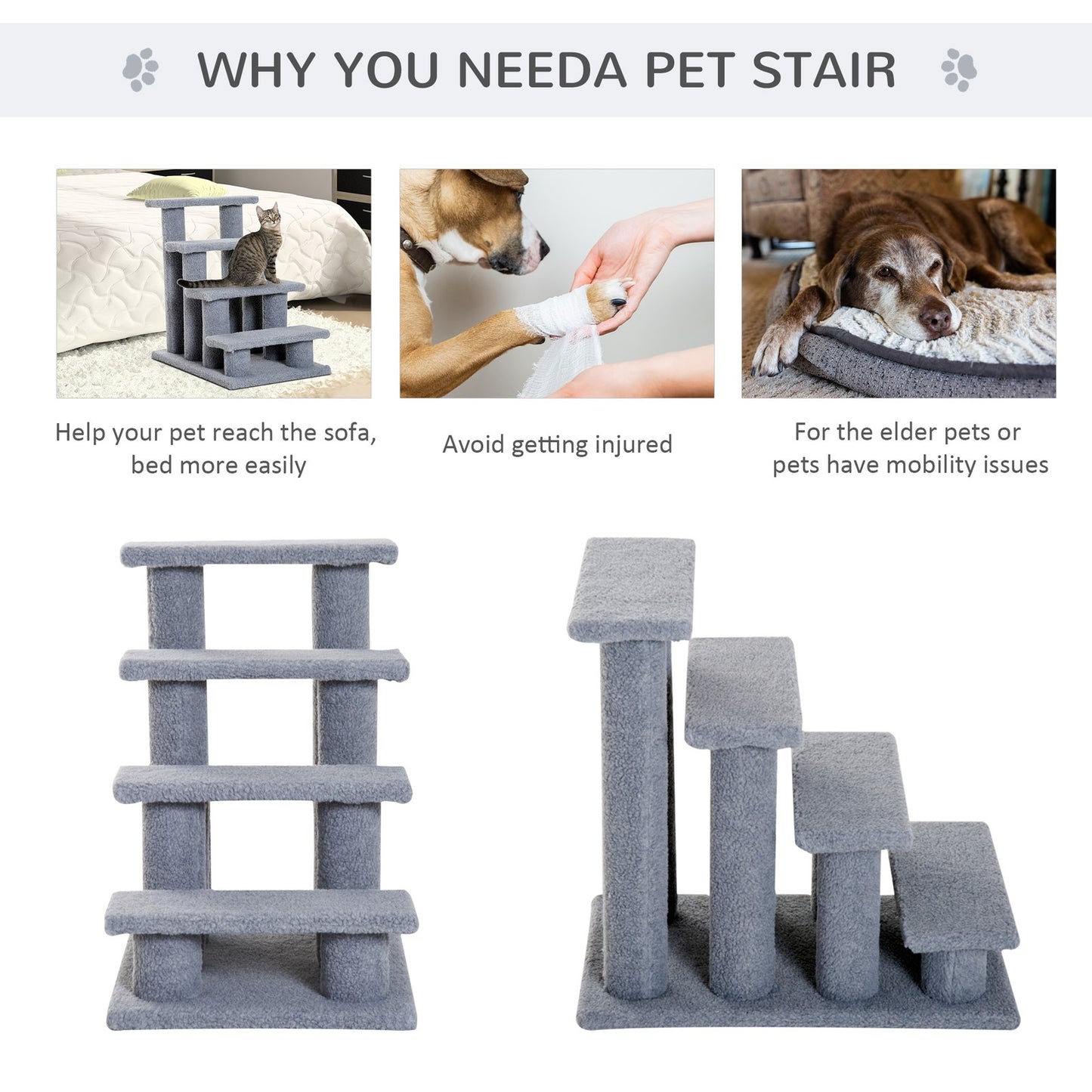 Pawhut 4 Step Pet Stairs for Dog and Cat Image 5