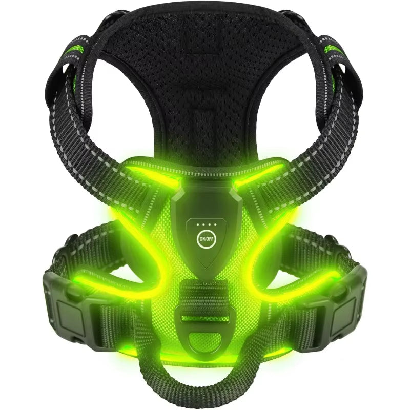 LED Glowing Luminous Dog Harnesses for Dog Walking with Three LED Light Modes Rechargeable Image 1