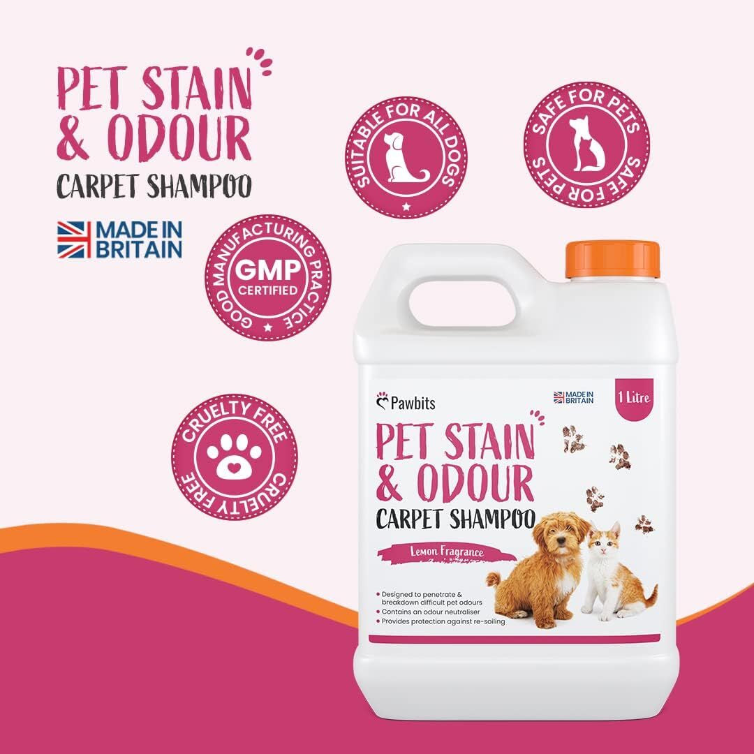 2Pawbits Pet Stain & Odour Carpet Shampoo Lemon Scented Image 1