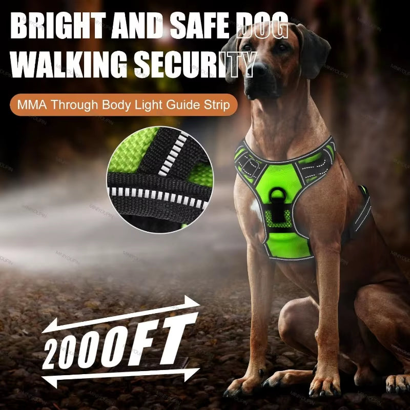 LED Glowing Luminous Dog Harnesses for Dog Walking with Three LED Light Modes Rechargeable Image 3