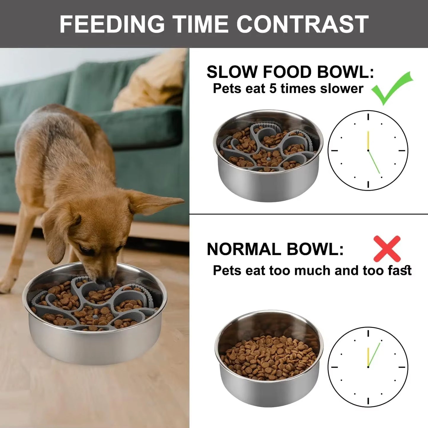 Pet Slow Feeder Bowls in Siliconeto Slow down Eating for Large Medium Small Breed Dogs Image 3