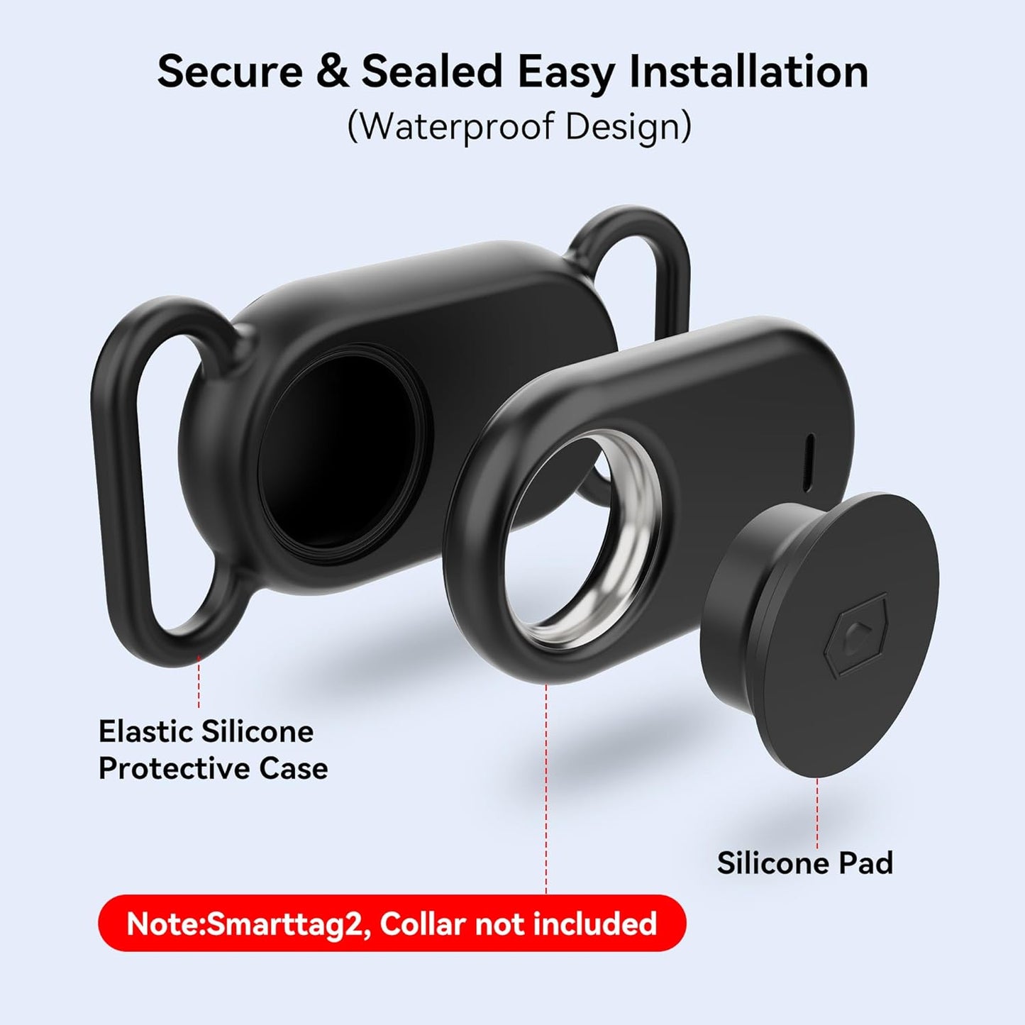 Dog Collar Holder 2 Pack for Samsung Galaxy Smarttag2 with Waterproof Silicone Case for Pet Dog or Cat Image 3