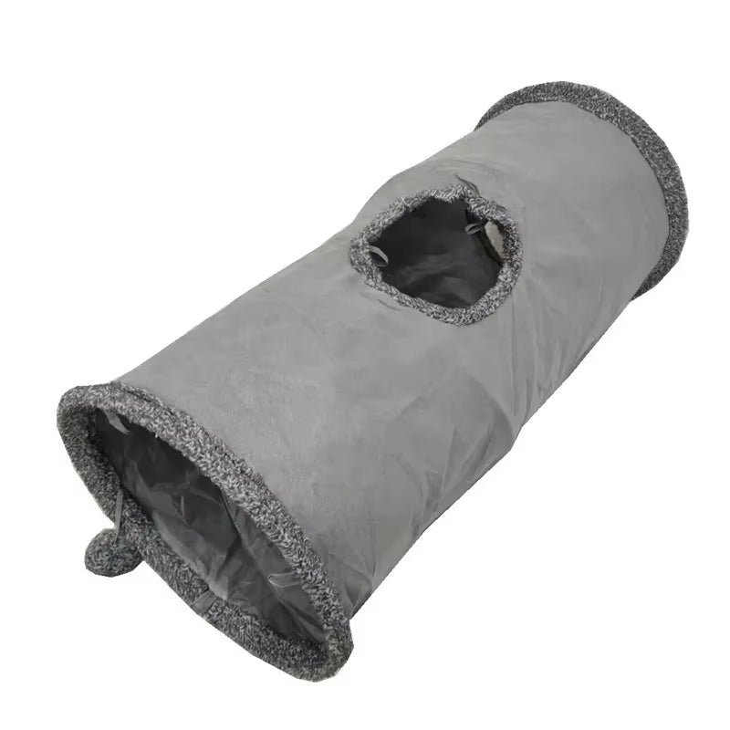 Collapsible cat tunnel with ball and peep holes