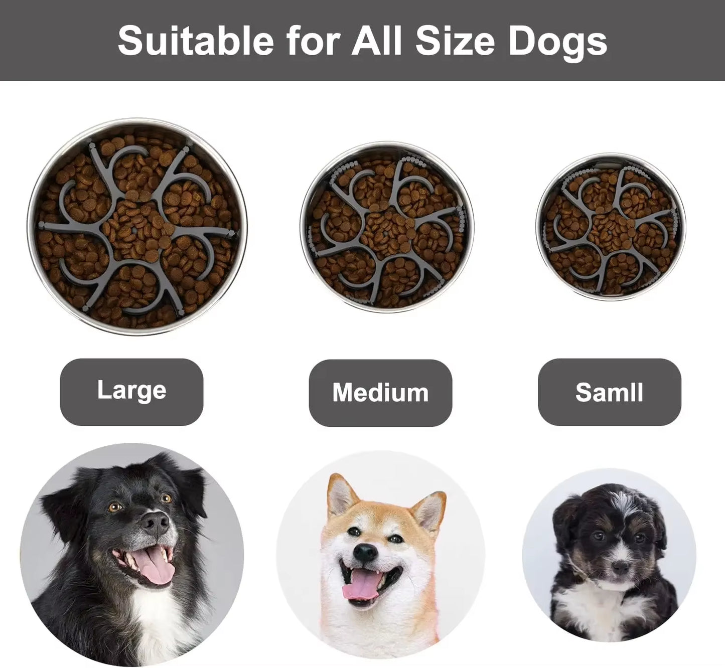 Pet Slow Feeder Bowls in Siliconeto Slow down Eating for Large Medium Small Breed Dogs Image 5