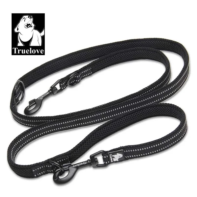 Adjustable Dog Lead Hands Free Pet Training Leash Multi-Function for 2 Dogs with reflective strips