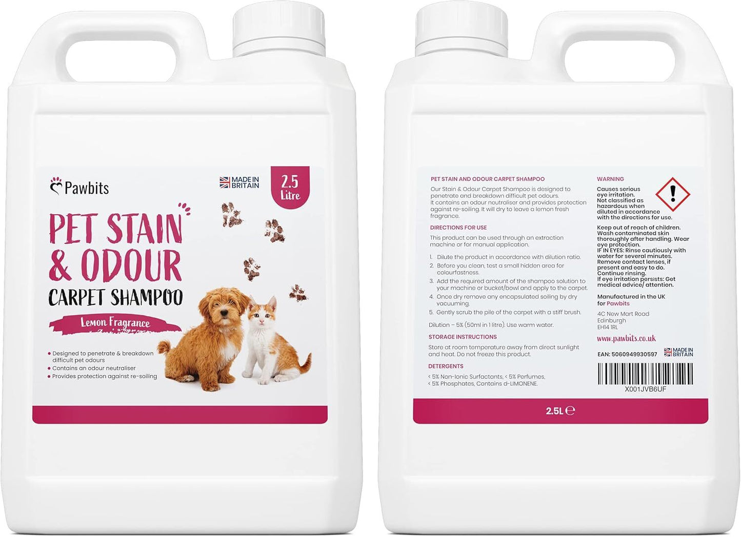Pawbits Pet Stain & Odour Carpet Shampoo Lemon Scented Image 15